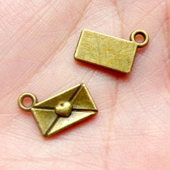 Love Letter Charms (12pcs / 12mm x 9mm / Antique Bronze) Metal Finding Pendant Valentines Bracelet Earrings Bookmark Keychains CHM572
