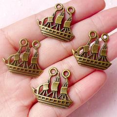 Sailing Boat Charms Sailboat Charms (4pcs) (24mm x 22mm / Antique Bronze) Pendant Bracelet Earrings Zipper Pulls Bookmark Keychains CHM580