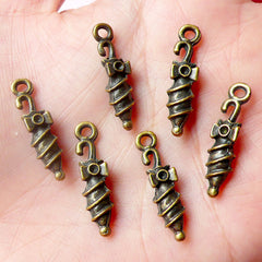 3D Umbrella Charms (6pcs) (6mm x 24mm / Antique Bronze) Lolita Victorian Miniature Dollhouse Earrings Bracelet Zipper Pulls Keychain CHM593