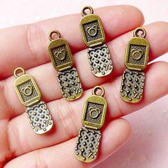 CLEARANCE 3D Cell Phone Charms (5pcs) (8mm x 27mm / Antique Bronze / 2 Sided) Miniature Dollhouse Earrings Bracelet Zipper Pulls Keychain CHM594