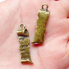 CLEARANCE Letter Fragment Charms (4pcs) (9mm x 29mm / Antique Bronze) Scrapbooking Earrings Bracelet Zipper Pulls Bookmark Pendants Keychains CHM601