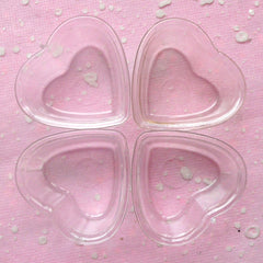 Miniature Ice Cream Sundae Bowl / Mini Heart Container (37mm x 34mm / 4 pcs / Clear) DIY Kawaii Dollhouse Sweets Ice Cream Parfait MC31