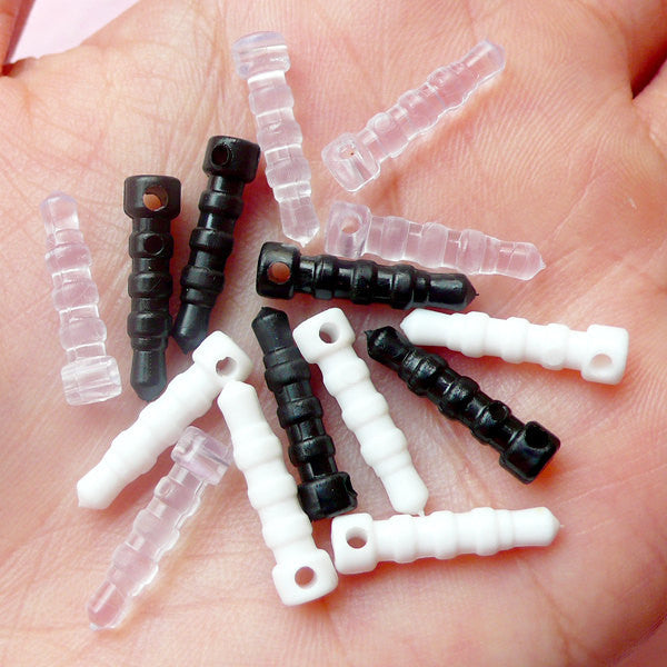 CLEARANCE Ear Phone Dust Plug / Earphone Jack Plug / Cellphone Dust Plug / Phone Charm Plug (with HOLE / 15pcs / Clear, Black, White Mix) Decoden EJ43