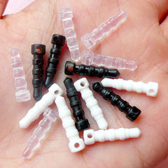 CLEARANCE Ear Phone Dust Plug / Earphone Jack Plug / Cellphone Dust Plug / Phone Charm Plug (with HOLE / 15pcs / Clear, Black, White Mix) Decoden EJ43