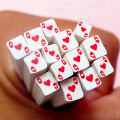 Ace of Heart Polymer Clay Cane Playing Card Fimo Cane Poker Card Clay Cane (Cane or Slices) Kitschy Nailart Alice in Wonderland Decor CE067