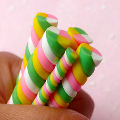Marshmallow Polymer Clay Cane (LARGE / BIG) (Pink Yellow Green) Miniature Sweets Candy Kawaii Nail Art Nail Deco Earrings Scrapbooking BC77