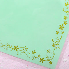 Clear Gift Bags w/ Golden Decorative Border (20 pcs / Blue Green / Teal) Self Adhesive Resealable Plastic Bags (11.9cm x 11.9cm) GB074