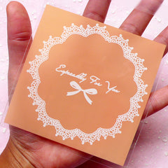 Especially For You Gift Bags w/ Doily & Ribbon Pattern (20 pcs / Light Orange) Self Adhesive Resealable Plastic Bags (9.7cm x 9.9cm) GB071