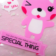 Clear Gift Bags w/ Kawaii Rabbit Bunny (20pcs / Pink) Self Adhesive Resealable Plastic Gift Wrapping Bags Cookie Bags (9cm x 10.1cm) GB090