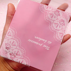 DEFECT Lace Doily Clear Gift Bags (20pcs / Pink) Kawaii Self Adhesive Resealable Plastic Bag Packaging Bag (10.9cm x 12.7cm) GB110