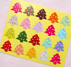 CLEARANCE Christmas Tree Sticker Set (Colorful / 20pcs) Seal Sticker Scrapbooking Packaging Christmas Party Gift Wrap Deco Collage Home Decor S139