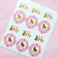 For You Rabbit Bunny Sticker (2 Sets / 24pcs) (Pink) Kawaii Seal Sticker Scrapbooking Packaging Party Gift Wrap Collage Home Decor S158