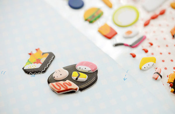 CLEARANCE Kawaii Puffy Sticker Set (1 Sheet / Lunch Box) by Yoofun