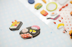 CLEARANCE Kawaii Puffy Sticker Set (1 Sheet / Lunch Box) by Yoofun - Japanese Sushi Chinese Dim Sum Scrapbooking Gift Wrap Diary Deco Collage S169