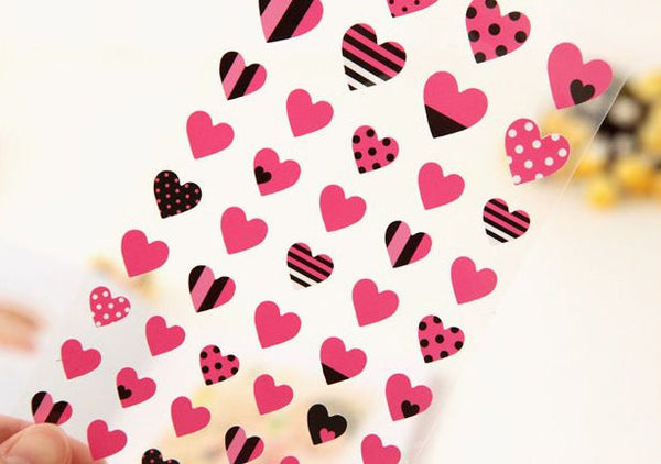 Love Valentines Stickers (Heart) (2 Sets / 8pcs) Thank You Seal Sticke, MiniatureSweet, Kawaii Resin Crafts, Decoden Cabochons Supplies