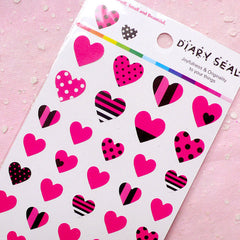 Heart Seal Sticker (1 Sheet) Love Valentines Scrapbooking Party Decor Diary Deco Collage Home Decor Card Making Product Gift Packaging S181