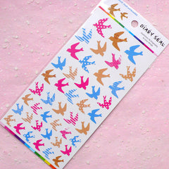 Sparrow Seal Sticker (1 Sheet) Kawaii Bird Scrapbooking Party Decor Diary Deco Collage Home Decor Card Making Product Gift Packaging S176