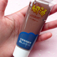 Chocolate Sillicone Whipped Cream Clay / Fake Icing / Faux Frosting (Brown / 50ml + 2 Piping Tips) iPhone Deco Cream Kawaii Decoden CLAY12