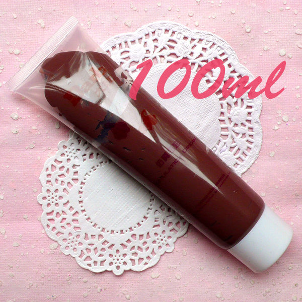 Sillicone Whipped Cream Clay / Fake Icing / Faux Frosting (Chocolate / 100ml + 4 Piping Tips / Soft) Phone Case Deco Scrapbooking CLAY03