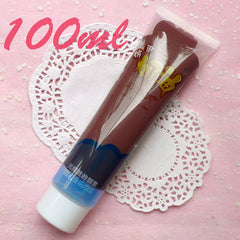 Deco Cream Clay / Silicone Whipped Cream / Faux Icing / Fake Frosting (Chocolate / 100ml + 4 Piping Tips) Decoden Kawaii Findings CLAY09