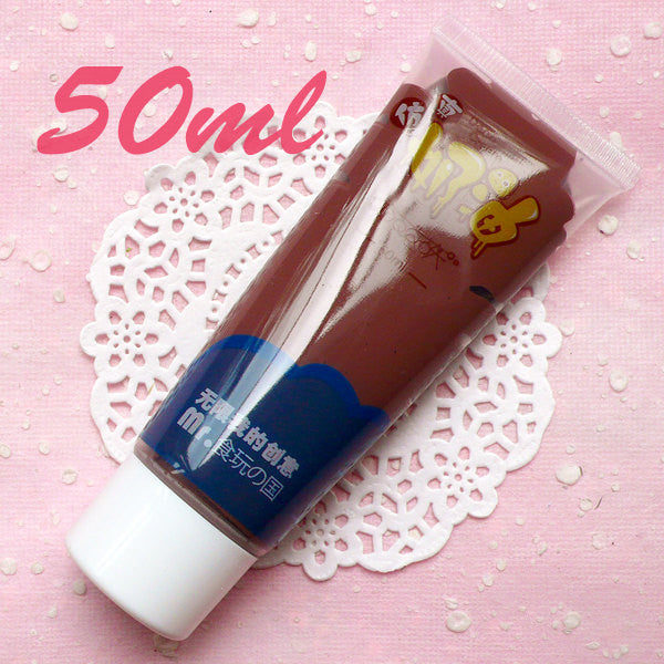 Chocolate Sillicone Whipped Cream Clay / Fake Icing / Faux Frosting (Brown / 50ml + 2 Piping Tips) iPhone Deco Cream Kawaii Decoden CLAY12