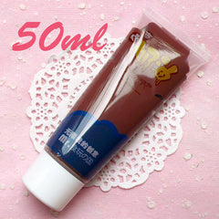 Chocolate Sillicone Whipped Cream Clay / Fake Icing / Faux Frosting (Brown / 50ml + 2 Piping Tips) iPhone Deco Cream Kawaii Decoden CLAY12