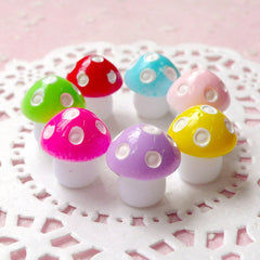 DEFECT Fairy Garden Mushroom Cabochon / 3D Miniature Mushroom (7pcs / 11mm x 13mm / Assorted Colorful Mix) Fairy Terrarium Decoden CAB345