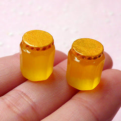 Miniature Honey Jam Bottle Cabochons (2pcs / 10mm x 13mm) 3D Dollhouse Jam Making Doll Food Making Breakfast Fake Food Jewellery FCAB237