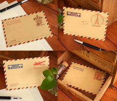 Kraft Paper Envelopes (8pcs / 4 Designs) (11cm x 16.2cm / 4.4" x 6.48") Vintage Airmail Paris Triangle Flap Party Invitations Card S188