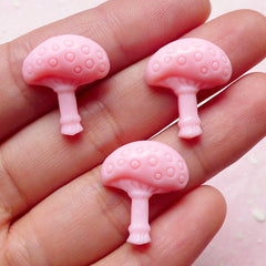 Pastel Pink Cabochon / Resin Mushroom Cabochon (3pcs / 17mm x 20mm) Kawaii Phone Case Deco Fairy Kei Decoden Jewelry Making Scrapbook CAB346