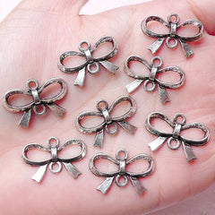 CLEARANCE Ribbon Charms / Connectors (8pcs) (22mm x 15mm / Tibetan Silver) Metal Findings Pendant Bracelet Earrings Zipper Pulls Keychains CHM627