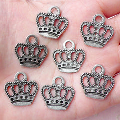 Crown Charms (7pcs) (19mm x 19mm / Tibetan Silver) Kawaii Metal Finding Pendant Bracelet Earrings Zipper Pulls Bookmarks Key Chains CHM637