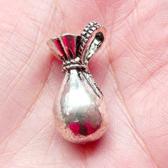 CLEARANCE 3D Money Bag Charms (1pc) (15mm x 28mm / Tibetan Silver) Cash Charms Pendant Bracelet Earrings Zipper Pulls Bookmarks Key Chains CHM644