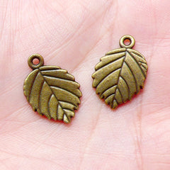 Leaf Charms (8pcs) (13mm x 19mm / Antique Bronze / 2 Sided) Metal Findings Pendant Bracelet Earrings Zipper Pulls Bookmarks Keychains CHM652