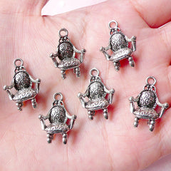 3D Antique Chair Charms (6pcs) (14mm x 20mm / Tibetan Silver) Dollhouse Metal Finding Pendant Bracelet Zipper Pulls Bookmark Keychain CHM659