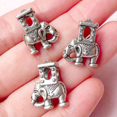 Elephant Beads (3pcs) (14mm x 19mm / Tibetan Silver / 2 Sided) Animal Beads Findings Spacer Pendant DIY Bracelet Earrings Making CHM688