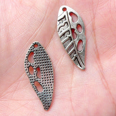 Leaf Charms (10pcs) (11mm x 27mm / Tibetan Silver) Floral Charms Findings Pendant Bracelet Earrings Zipper Pulls Bookmarks Key Chains CHM737