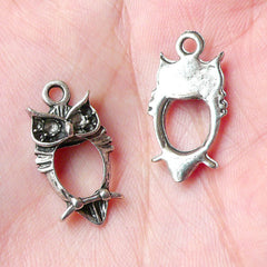 Owl Charms (7pcs) (12mm x 23mm / Tibetan Silver) Bird Charms Metal Findings Pendant Bracelet Earrings Bookmark Zipper Pulls Keychain CHM765