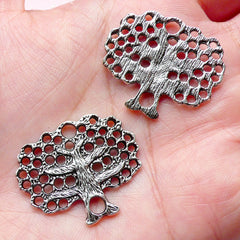 Apple Tree Charms (4pcs) (28mm x 24mm / Tibetan Silver) Metal Findings Pendant Bracelet Earrings Zipper Pulls Keychains Bookmark CHM786