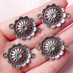 CLEARANCE Flower Connectors Charms (4pcs) (21mm x 28mm / Tibetan Silver) Floral Charms Pendant Bracelet Earrings Making Bookmark Keychains CHM787