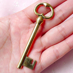CLEARANCE 3D Big Key Charm (1pc) (21mm x 72mm / Antique Gold) Metal Finding Pendant Bracelet Earrings Zipper Pulls Bookmarks Key Chains CHM795