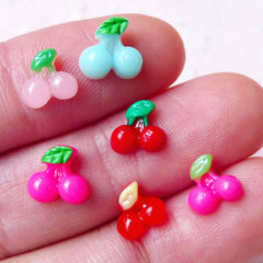 Miniature Cherry (6pcs) Kawaii Dollhouse Fruit Mini Fruit Miniature Sweets Earrings Making Fake Cupcake Topper Nail Art Decoration NAC145