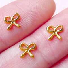 Tiny Ribbon Cabochon (3pcs) (6mm / Gold) Fake Miniature Cupcake Topper Nail Art Nail Decoration Scrapbooking NAC190