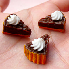 Chocolate Cheesecake / Cake Slice Cabochon (3pcs / 13mm x 17mm / 3D) Kawaii Miniature Sweets Dollhouse Food Cell Phone Deco Decoden FCAB244