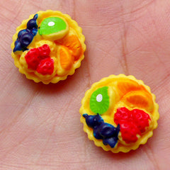 Miniature Fruit Tart Cabochons (2pcs / 16mm / Flat Back) Dollhouse Food Sweets Decoden Whimsical Cellphone Deco Kawaii Scrapbooking FCAB262
