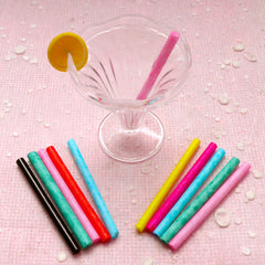 Dollhouse Miniature Straw / Glass Stick (10pcs by Random / Colorful) Fake Sweets Craft Kawaii Ice Cream Sundae Making DIY Mini Beverage MI06