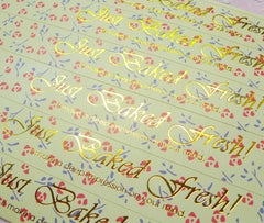 Homemade Bread Cookie Bakery Sticker / Gold Foil Print "Just Baked Fresh" Sticker (12pcs) Seal Sticker Handmade Gift Wrap Packaging S206