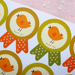 Thank You Sticker w/ Chicken Drawing in Badge Shape (16pcs) Seal Sticker Cute Gift Wrap Kawaii Product Packaging Scrapbooking Collage S209