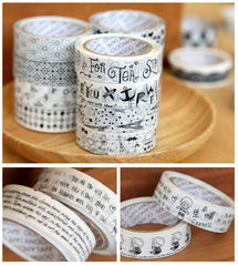Kawaii Deco Tape / Black and White PVC Tape (1 pc BY RANDOM) Cute Scrapbooking Card Making Gift Wrap Product Packaging Party Diary Deco WR12