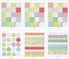 CLEARANCE Korean Deco Sticker / My Memory Sticker by Dailylike (6 Sheets) Floral Polka Dot Raindrop Strips Masking Sticker Kawaii Scrapbooking S229